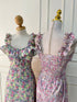 Spring Floral Ruffle Straps Side Slit Dresses